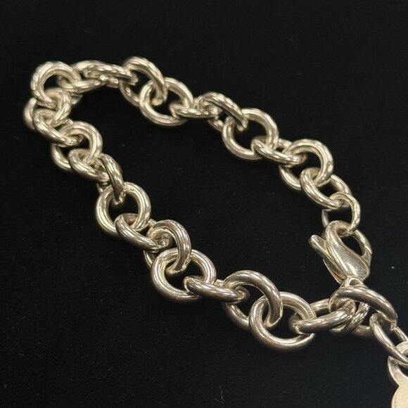 Tiffany & Co. Sterling Silver 925 Heart Tag Charm Rolo Link Bracelet - Picture 5 of 5
